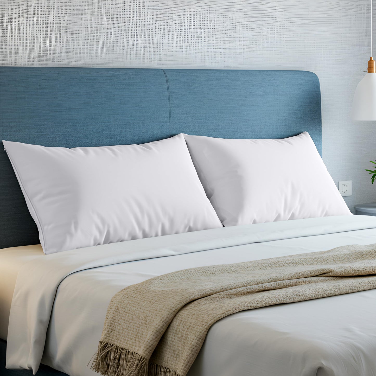 Utopia Bedding Set of 4 Waterproof Pillow Protectors with Zipper Standard Size (White), Ultra Soft Pillow Covers, Bed Bug and Dust Mite Proof Pillow Encasements, Moisture Wicking Pillow Cases