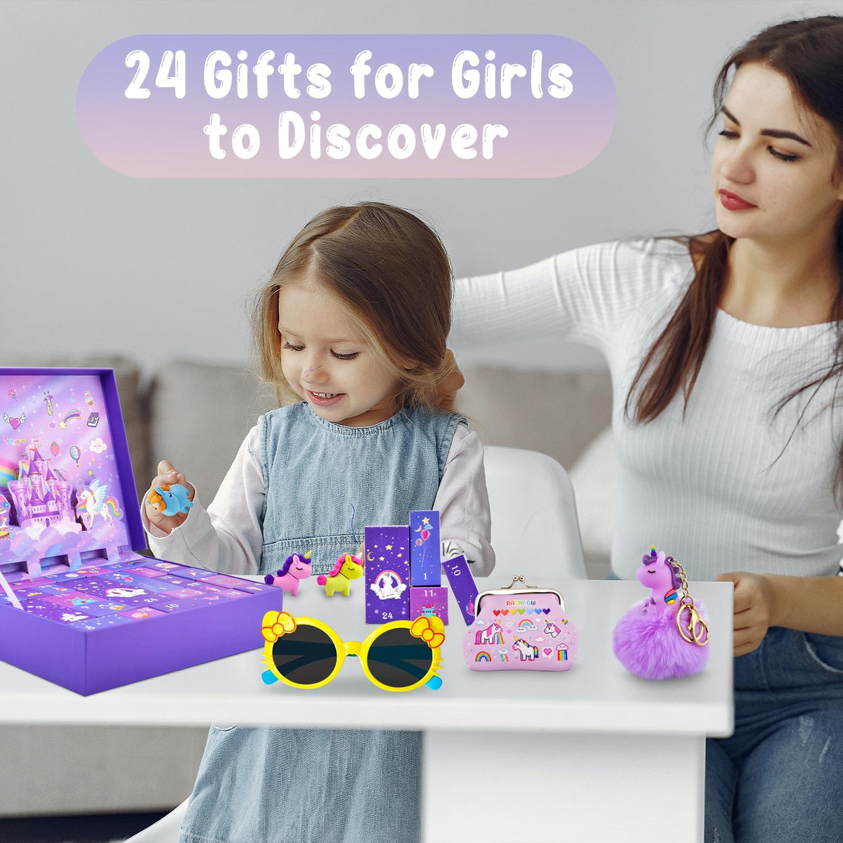 Advent Calendar 2026 for Girls, Christmas Countdown Calendar with 24 Unique Jewellery Gifts, Including Hair Accessories, Jewelry, Hair Clips, Beautiful Bracelets, Cute Ring, Stickers, Coin Purse 🍁 All In One Marketplace Canada