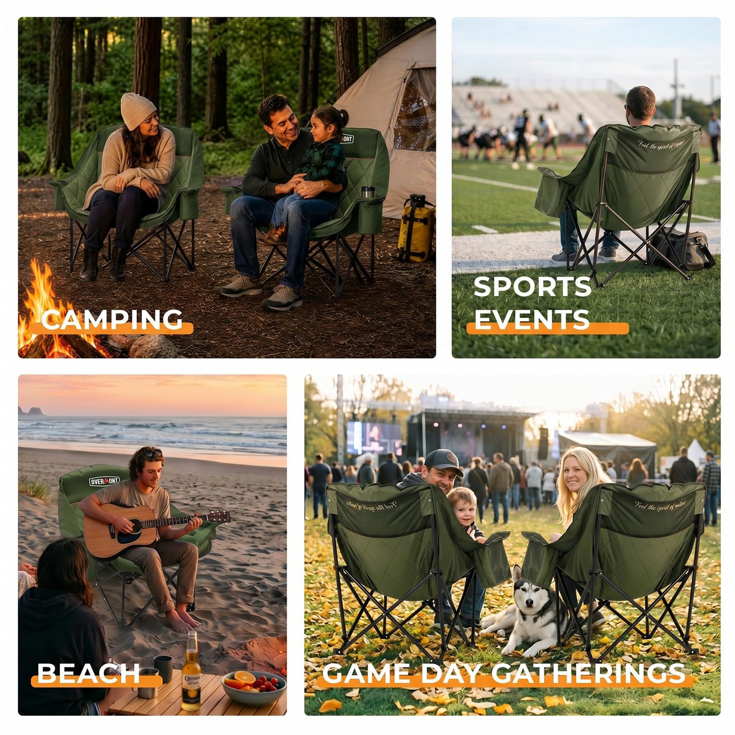 Overmont Oversized XL Camping Chair for Adults - 400lbs Support Heavy-Duty Padded Folding Chair with Side Pocket Cup Holder Cooling Bag for Outdoor Sports Garden Beach Fishing Lawn Green 🍁 All In One Marketplace Canada