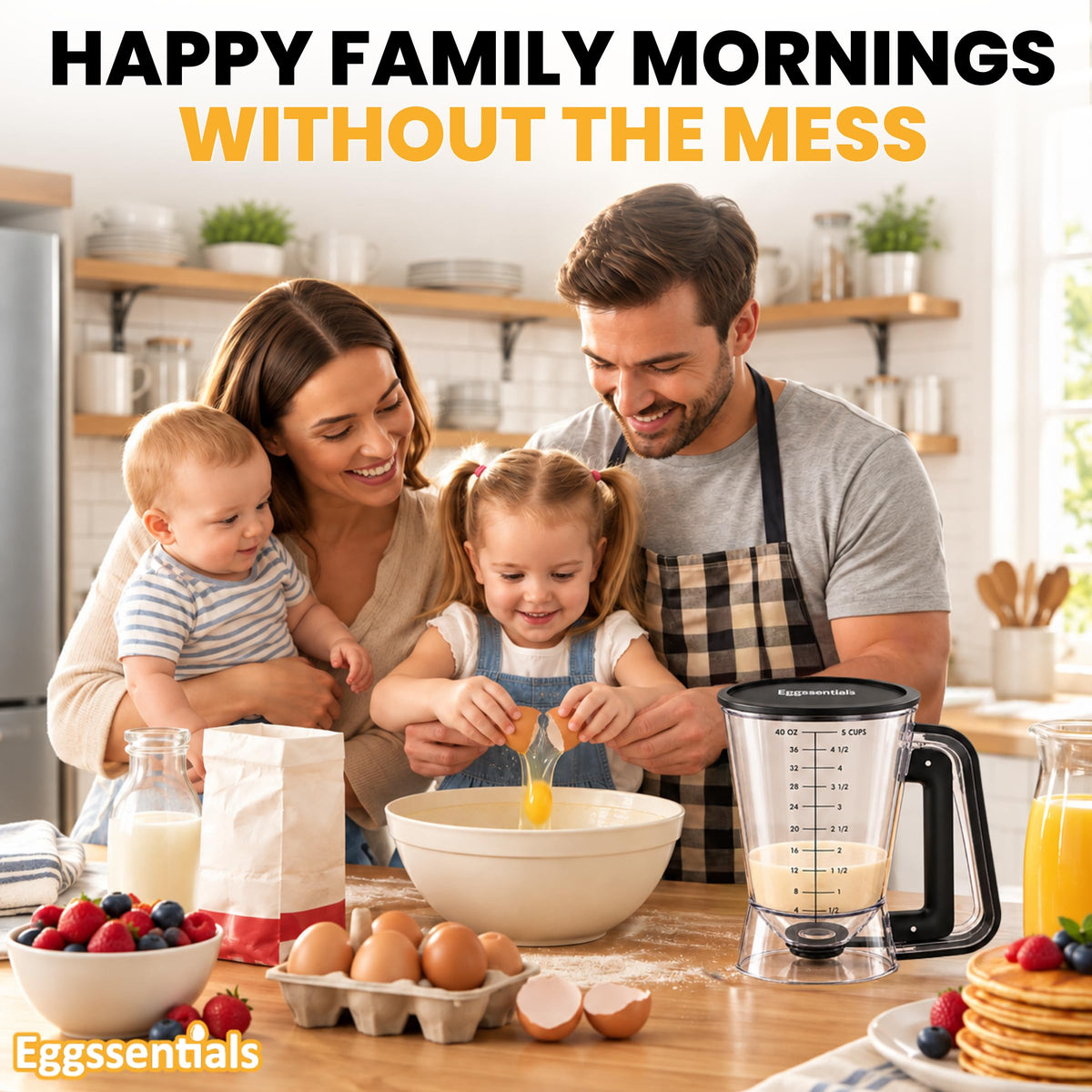 Eggssentials Pancake Dispenser for Batter - Pancake Mix Dispenser Cupcakes, and Muffins – Precision, Mess Free – Cake Mix Dispenser Bottle for Baking & Griddle - Black Color 🍁 All In One Marketplace Canada