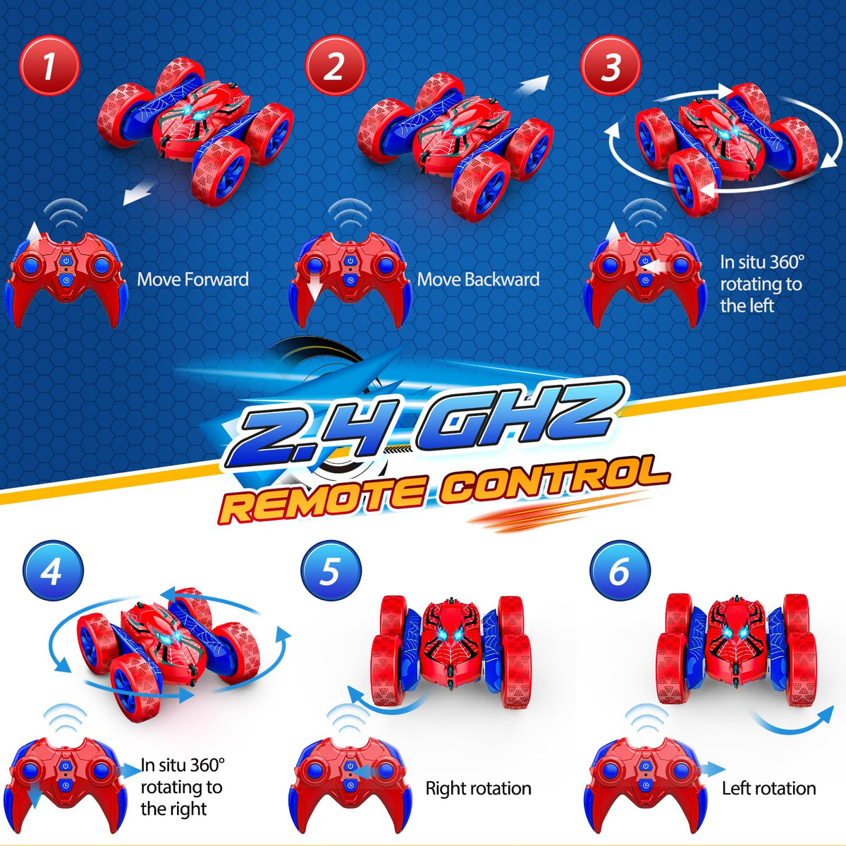 Remote Control Cars for Kids, vicia RC Car Kids Toys for 3 4 5 6 7 8 Year Old Boys Outdoor Toy Boys Toys 8-10 4WD 2.4GHZ Electric Stunt Car Christmas Easter 3-9 Year Old Boy Gift Ideas 🍁 All In One Marketplace Canada