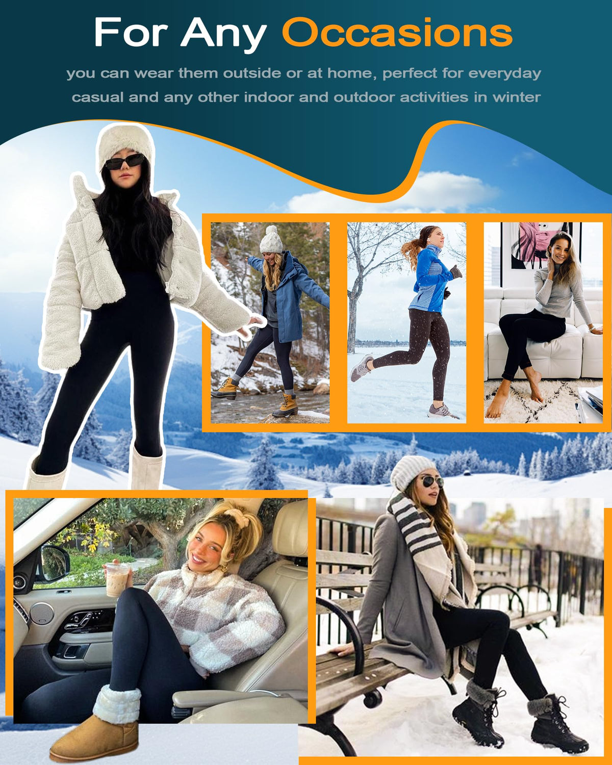 iaoja Thick Fleece Lined Leggings for Women – High Waisted Winter Thermal Warm Yoga Pants Workout Tummy Control Leggings Black 🍁 All In One Marketplace Canada