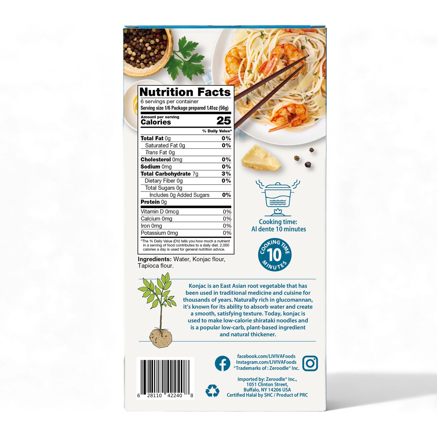 LIVIVA Dried Shirataki Noodles – Keto, Gluten Free, Vegan, Halal, Kosher, Non-GMO, Plant-Based - 6 Pack