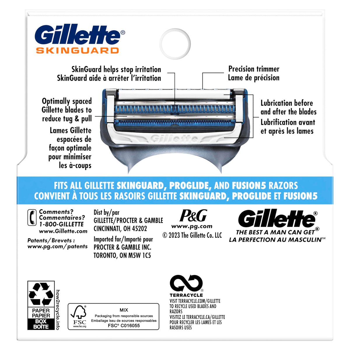 Gillette Skinguard Men's Razor Blade Refill, 4 Blade Refills