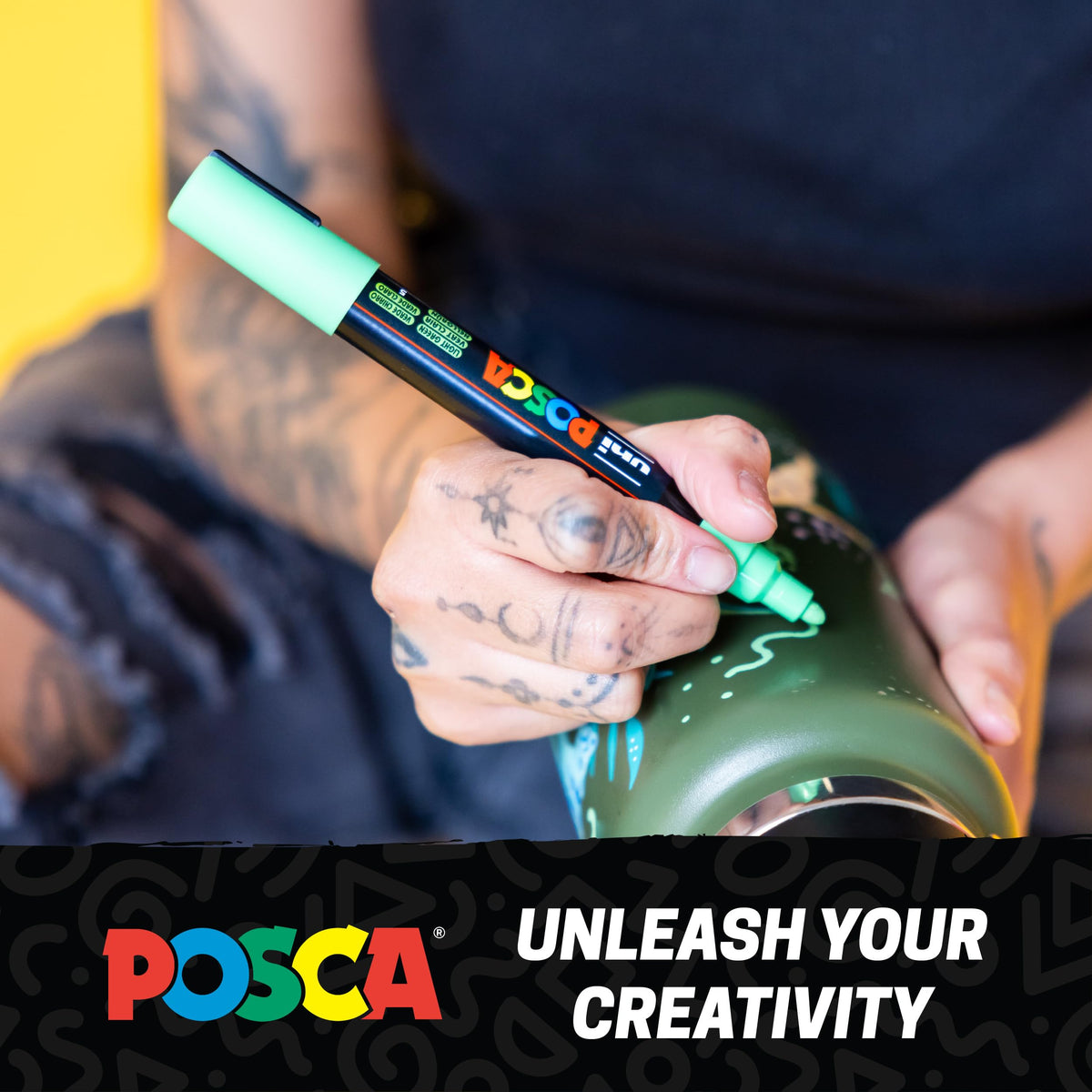 Posca Full Set of 8 Acrylic Paint Pens with Reversible Fine Point Pen Tips, Posca Pens are Acrylic Paint Markers for Rock Painting, Fabric, Glass Paint, Metal Paint, and Graffiti