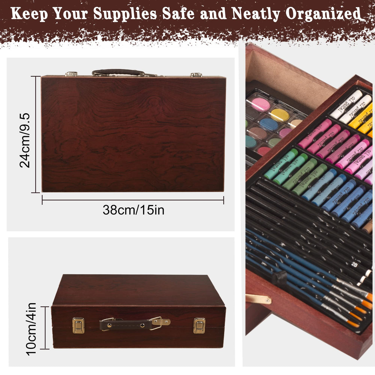 KINSPORY Art Supplies, 168-Pack Deluxe Creative Christmas Gift, Wooden Art Set Crafts Drawing Painting Coloring Kit with 1 Coloring Book, 2 Sketch Pads for Artist Beginners Kids Girls Boys (Deep Brown) 🍁 All In One Marketplace Canada