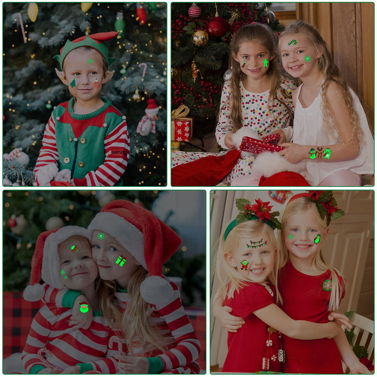 20 Sheets Christmas Temporary Tattoos Christmas Stocking Stuffers for Kids, Glow in Dark Tattoo Stickers Luminous Tattoos Make up Party Favors Filler Decoration for Boys and Girls (Christmas Style) 🍁 All In One Marketplace Canada