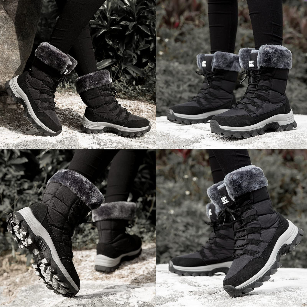 ziitop Womens Snow Boots, Women's Winter Boots, Fur Lined Warm Winter Boots, Lace up Warm Shoes, Mid Calf Snow Boots, Outdoor Anti-Slip Boots, Snow Boots Waterproof, Winter Walking Boots for Women 🍁 All In One Marketplace Canada