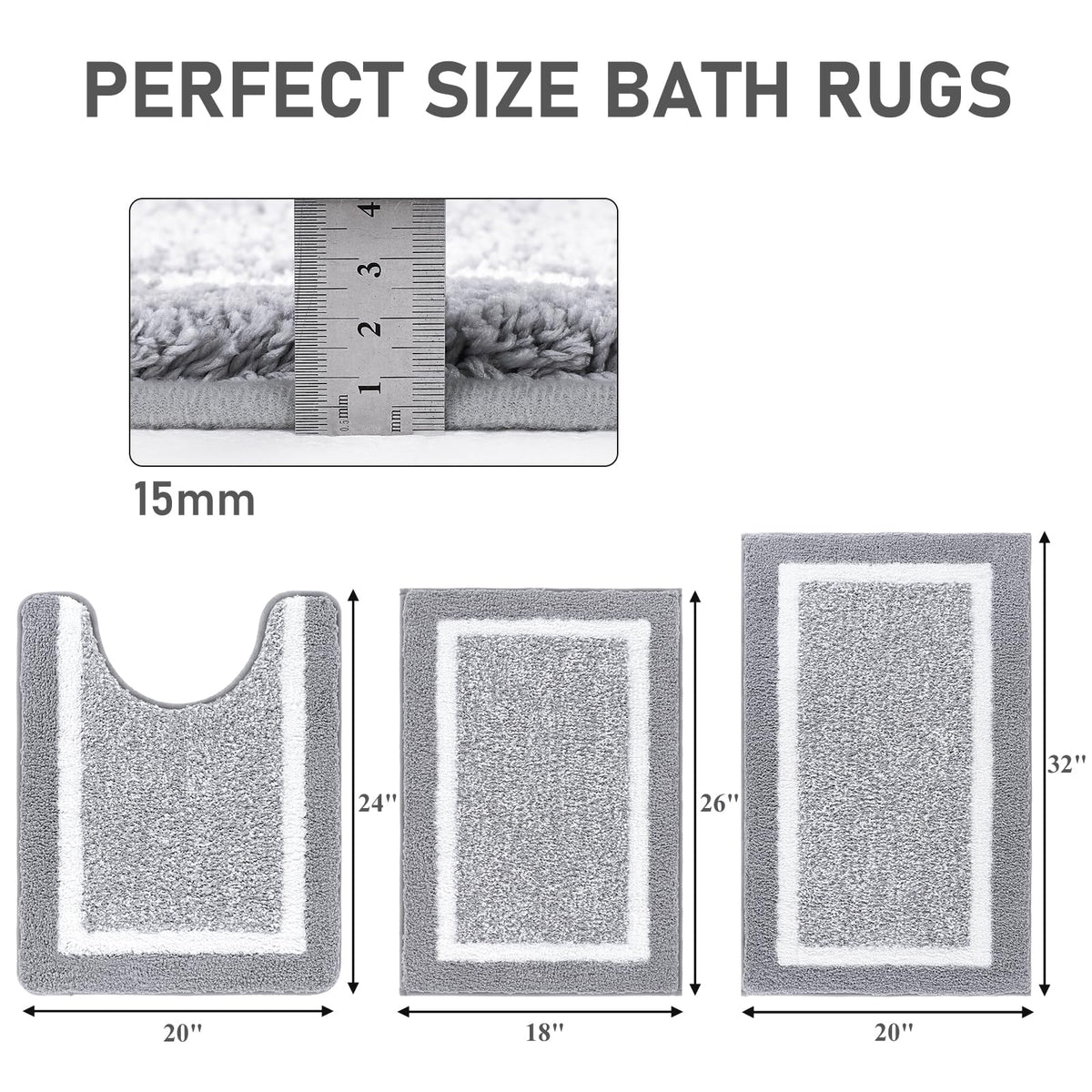 Pauwer Bathroom Rugs Sets 3 Piece Non Slip Bathroom Shower Rugs with U-Shaped Contour Toilet Mat Absorbent Microfiber Plush Bath Mats Machine Washable Shaggy Bath Rugs Christmas Floor Mats Carpet 🍁 All In One Marketplace Canada