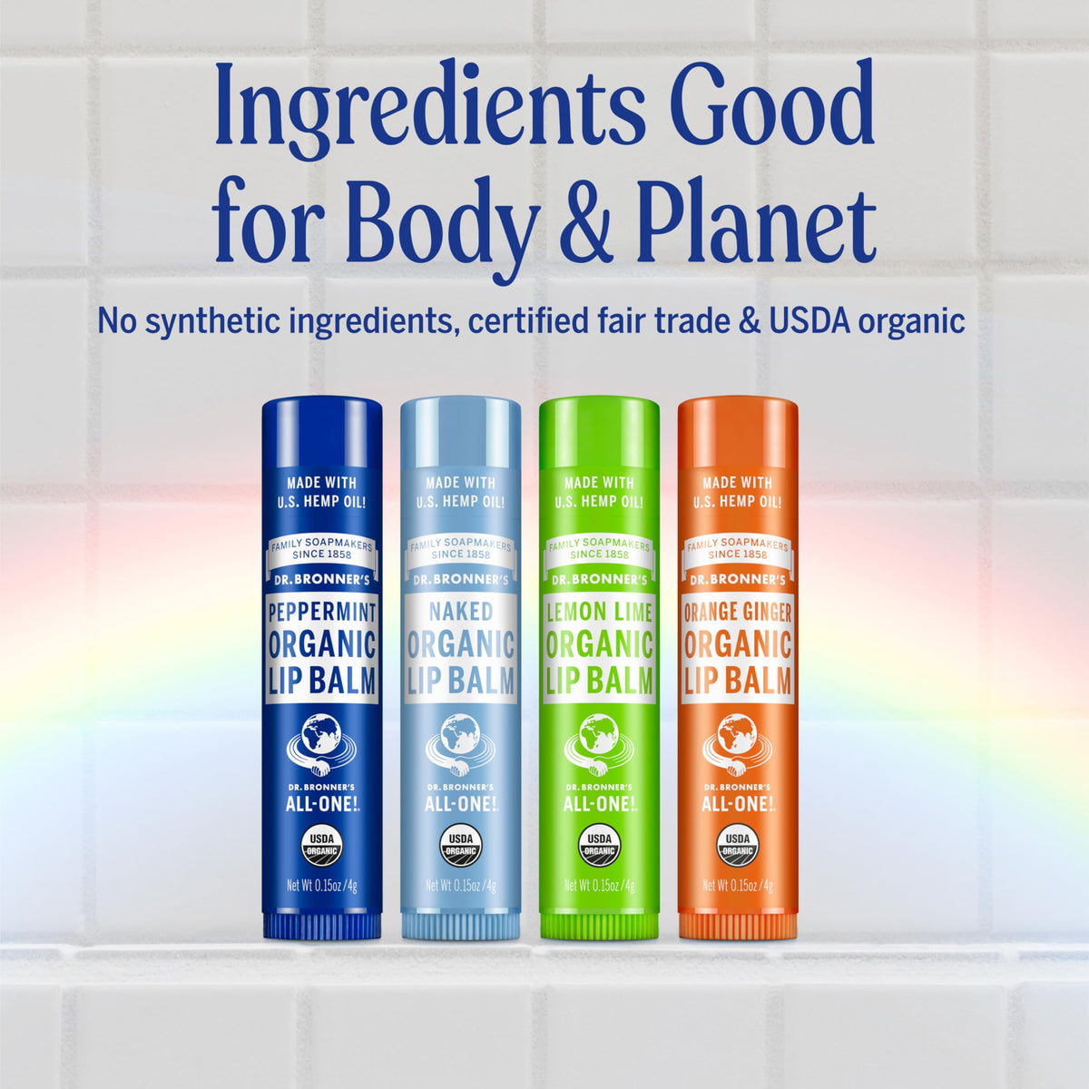 Dr. Bronner's - Organic Lip Balm (Peppermint, 4g, 6-Pack) - Made with Organic Beeswax and Avocado Oil, For Dry Lips, Hands, Chin or Cheeks, Jojoba Oil for Added Moisture, Cooling and Hydrating 🍁 All In One Marketplace Canada