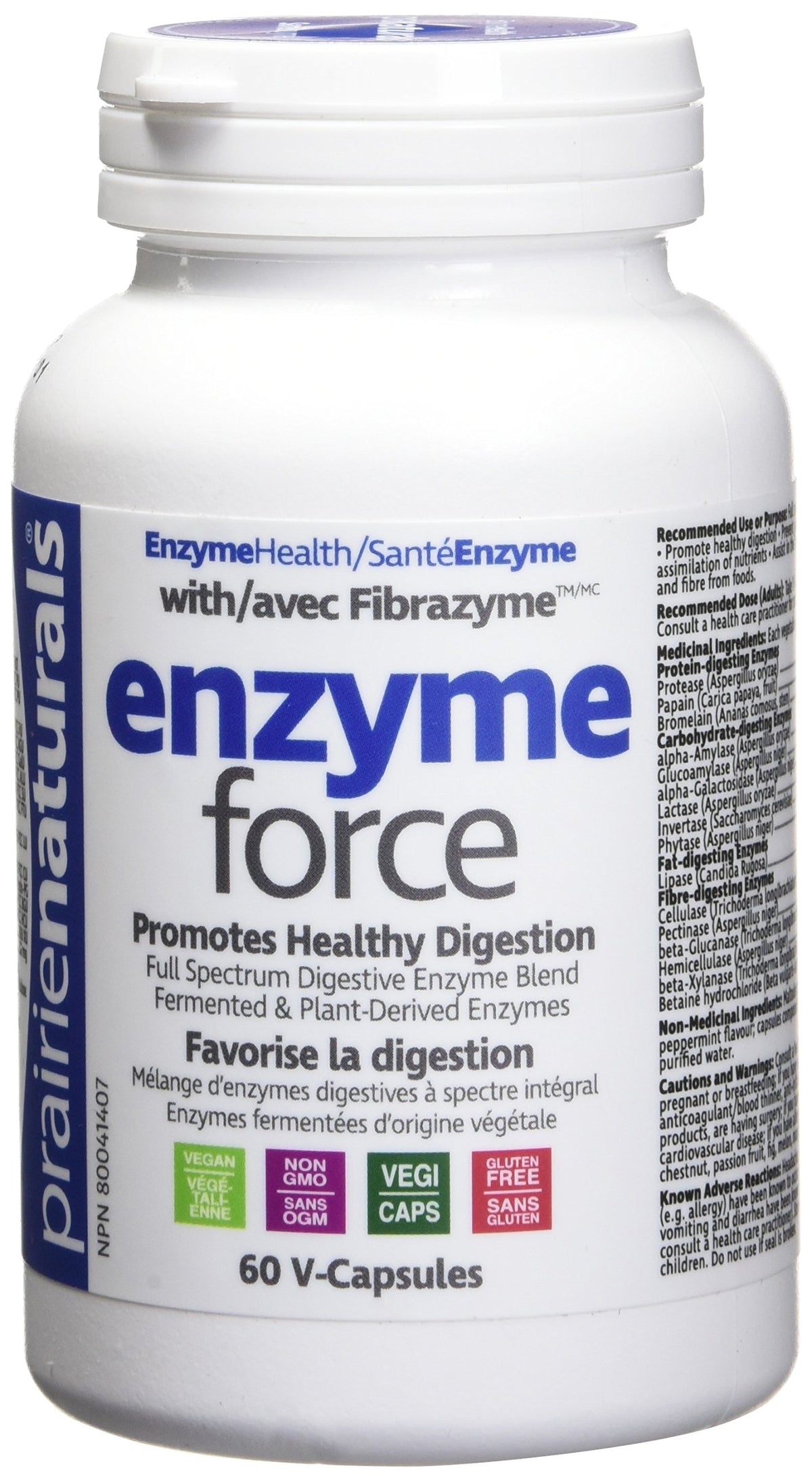 Prairie Naturals Enzyme Force - Full Spectrum Plant Enzyme with FibraZyme VCaps - 60 Count