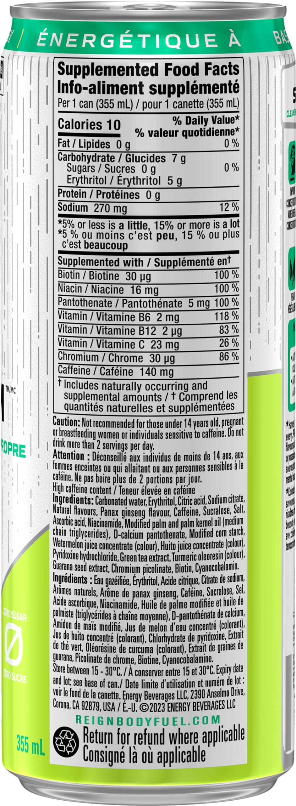 REIGN STORM, Kiwi Blend, 355 mL Cans (12 Pack) – Clean Energy Drink, Zero Sugar, Plant-Based, Vegan Reign