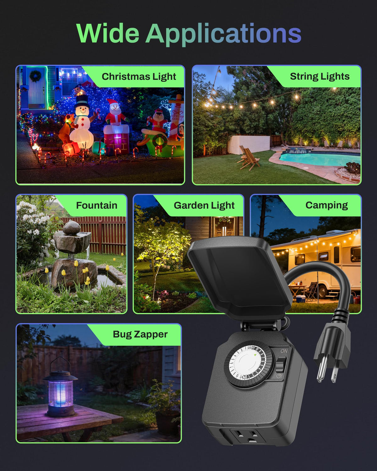 BN-LINK Outdoor 24-Hour Mechanical Timer Outlet, 1 Grounded Outlet 🍁 All In One Marketplace Canada