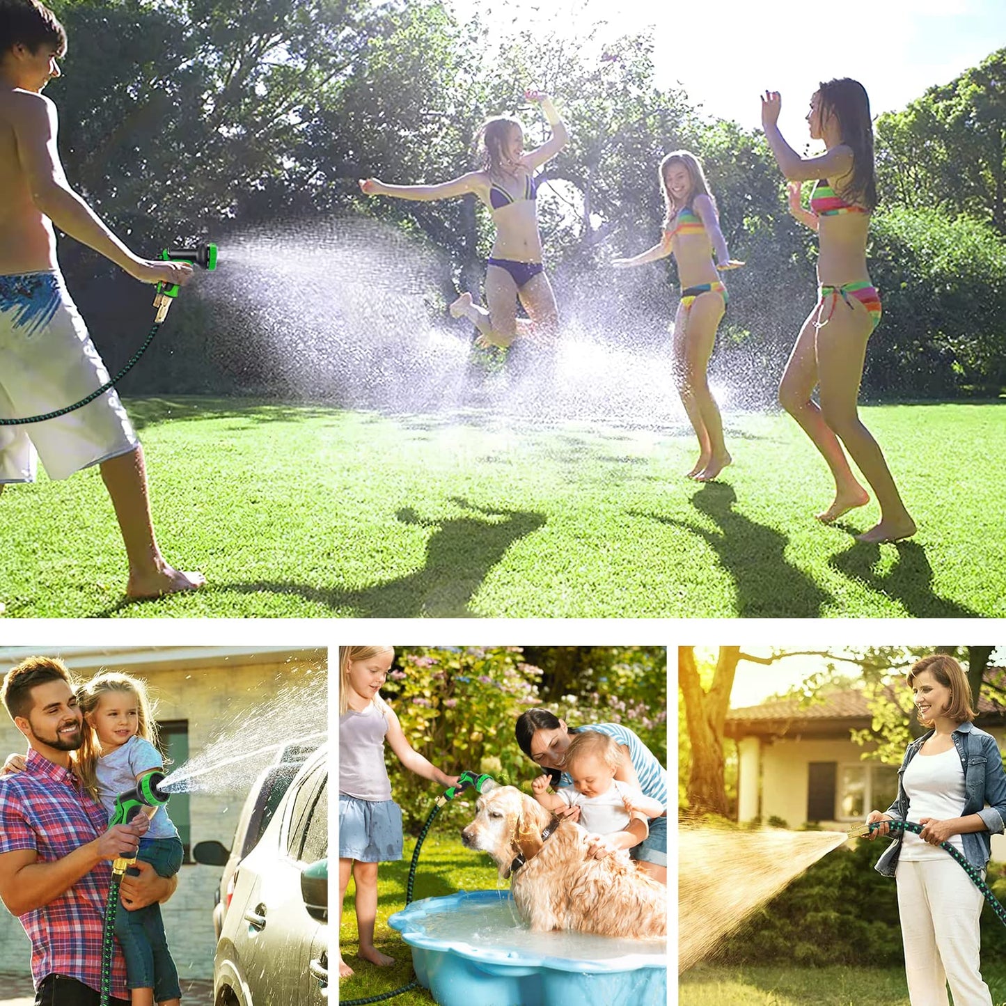 200 FT Garden Hose Expandable Hose - All New 2026 Flexible Water Hose with 10 Functions Spray Nozzle - Car Wash Hose with Solid Brass Connector, Leakproof Lightweight Expanding Pipe for Yard,Outdoor - Available at All In One Marketplace Canada