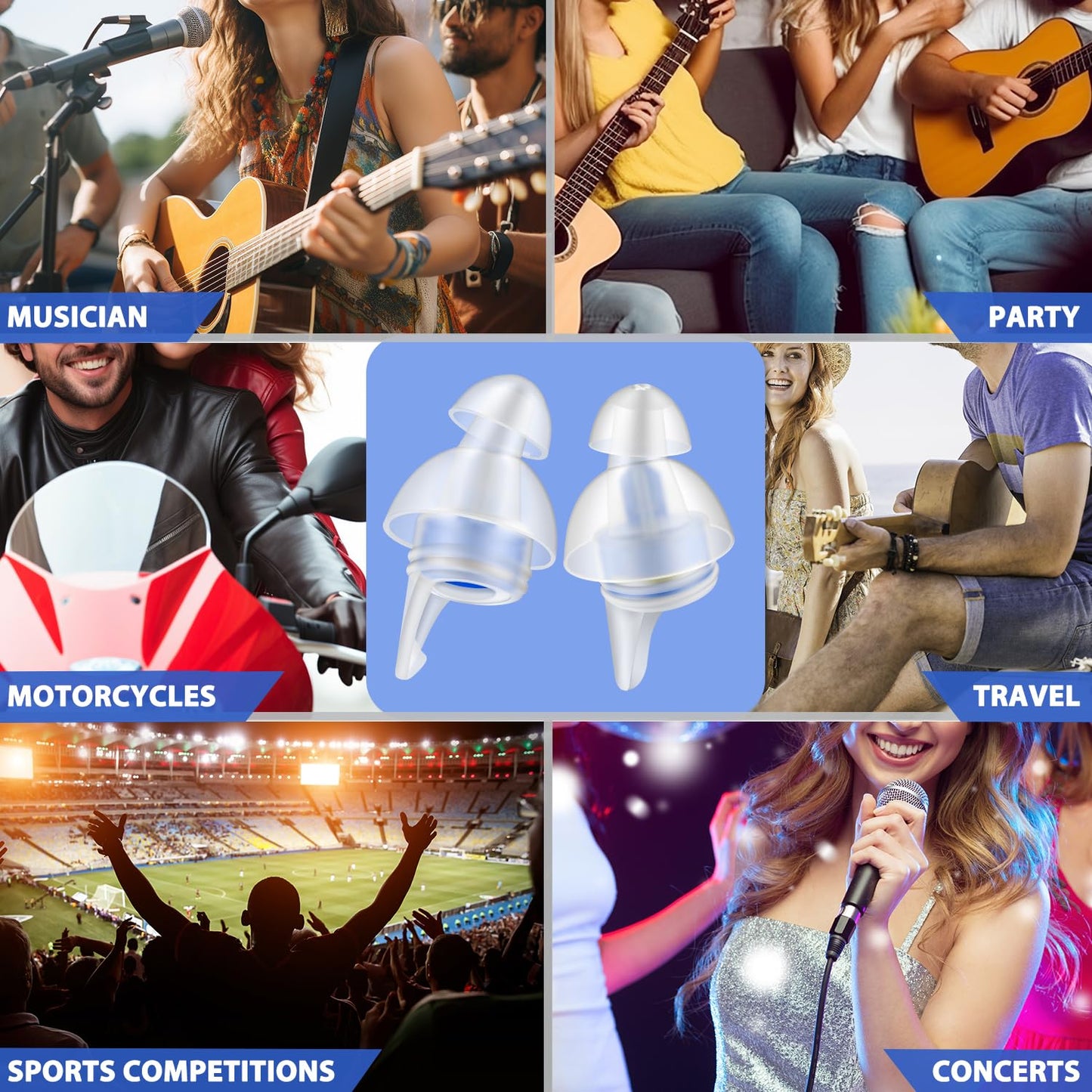 Laudexua High Fidelity Concert Ear Plugs, 2 Pairs Ear Protection Musician Earplugs for Concerts, Music Festival, Motorcycle, and Other Noise Reduction Events - Available at All In One Marketplace Canada
