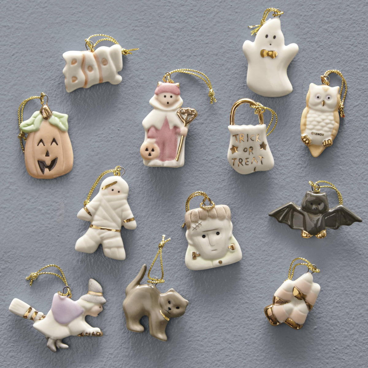Ensemble de 12 décorations à suspendre Lenox Trick or Treat en porcelaine pour Halloween