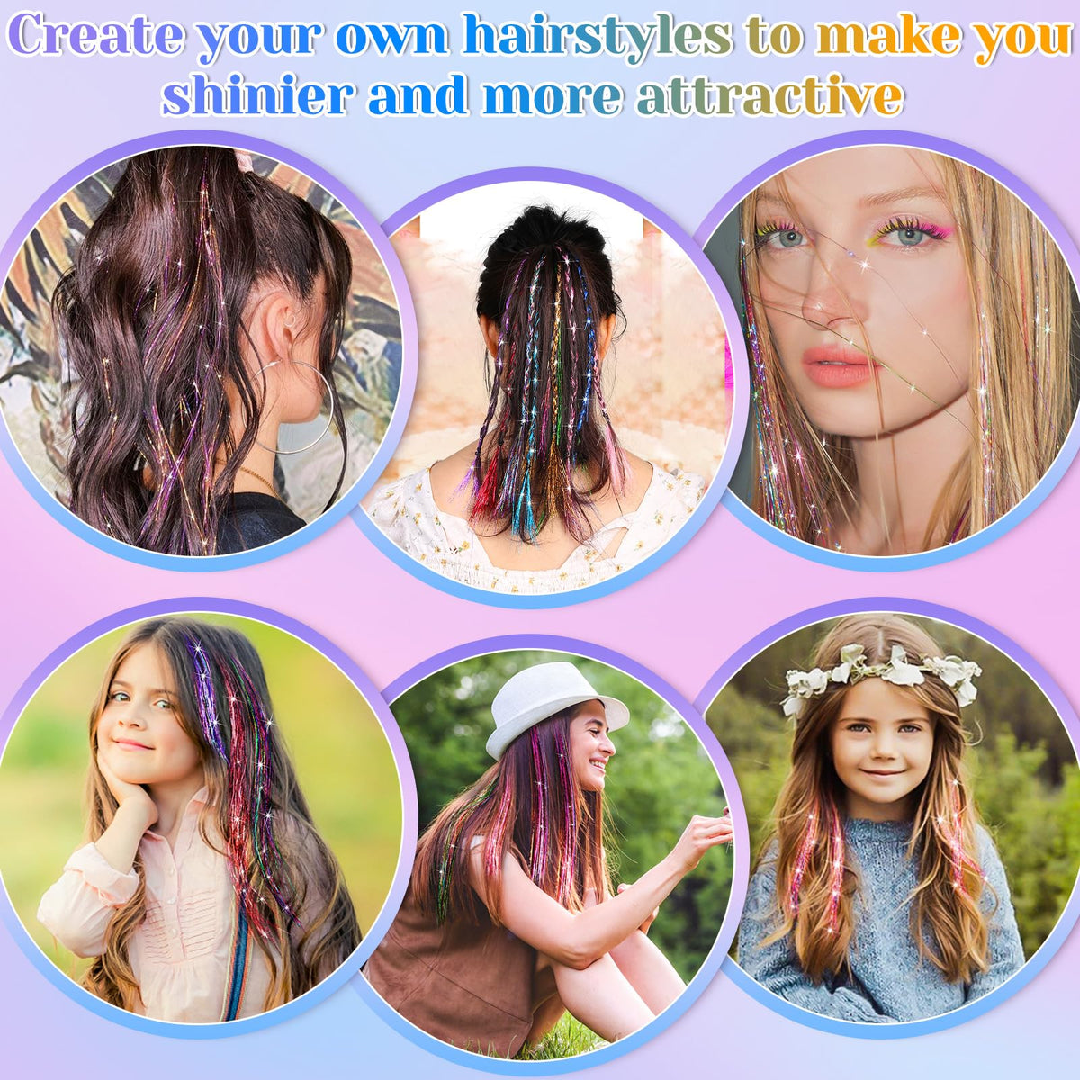 Fairy Hair Tinsel Kit 4000 Hair Glitter Strands 48 Inch Heat Resistant Tinsel Hair Extensions 20 Colors Sparkling Shiny Highlights Hair Tinsel with Tools for Christmas Halloween New Year Cosplay Party' specified 🍁 All In One Marketplace Canada