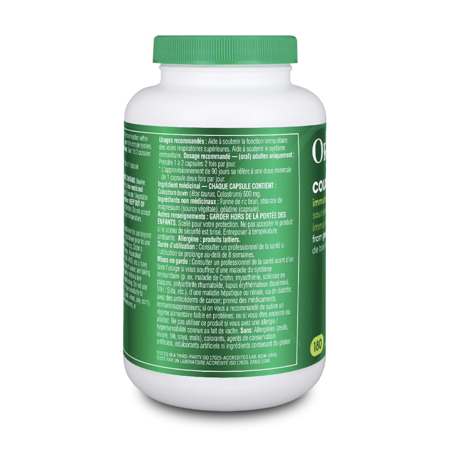 Organika Canadian-Made Colostrum (Bovine)- Immune Support, Grass-Fed- 180caps Organika