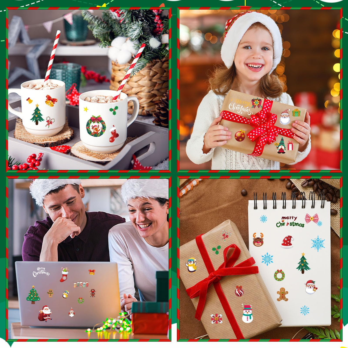 FEBSNOW Christmas Stickers, 100 Sheets Christmas Stickers for Kids Over 1300pcs Vinyl Waterproof Xmas Scrapbook Stickers Holiday Crafts Snowman Snowflakes Stickers Christmas Party Favors Gifts Decor 🍁 All In One Marketplace Canada