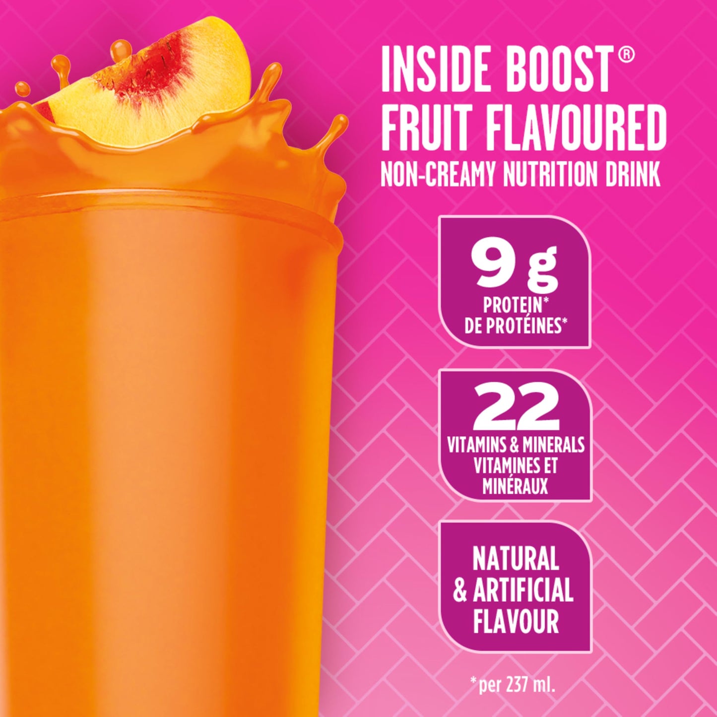 Boost Fruit Flavoured Drink Peach, 237ml, 24 count Boost