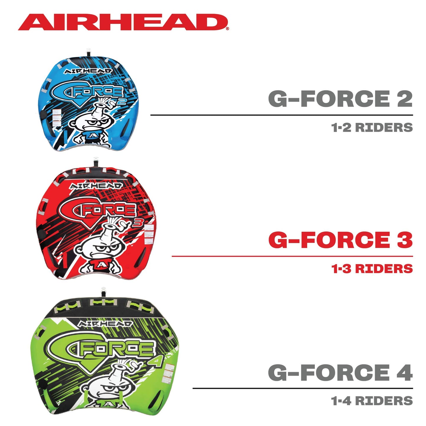 AirHead G-Force 3 Towable 1-3 Rider Tube for Boating and Water Sports, Heavy Duty Full Nylon Cover with Zipper, EVA Foam Pads, and Patented Speed Safety Valve for Easy Inflating & Deflating 🍁 All In One Marketplace Canada