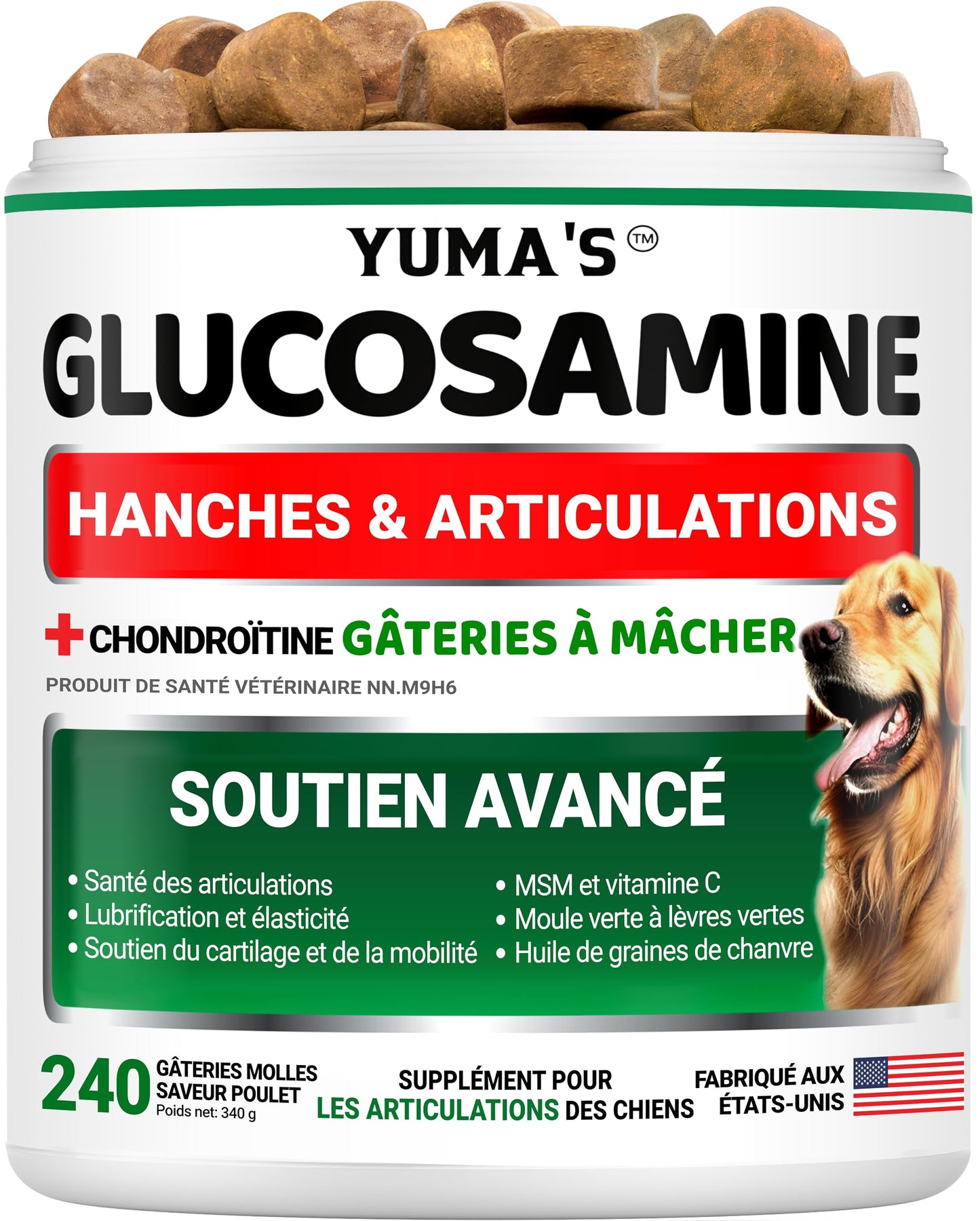 Glucosamine for Dogs - 240 Chews - Hip and Joint Supplement for Dogs with Chondroitin, MSM & Turmeric - Joint Pain Relief for Senior Dogs - All Breeds - Mobility Support - Value Pack - Made in USA - Available at All In One Marketplace Canada