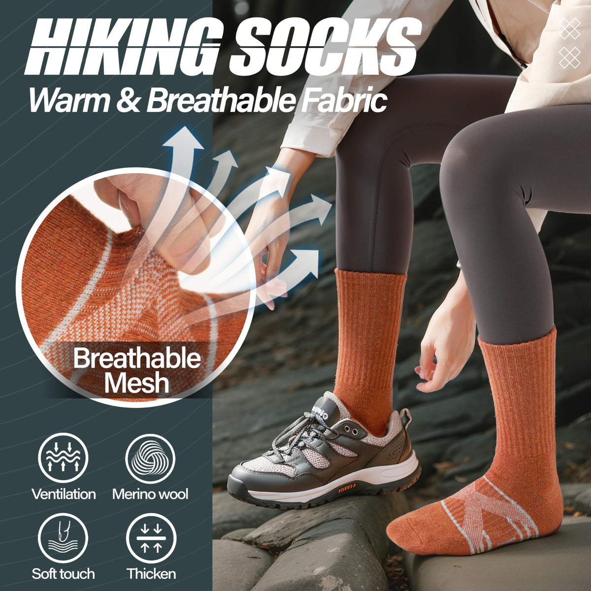 ANTSANG Merino Wool Hiking Socks, Crew Boot Work Socks for Men Women 🍁 All In One Marketplace Canada