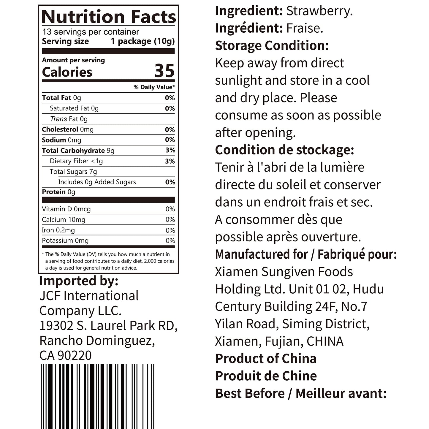ONETANG Freeze-Dried Strawberry Snack Packs - 10 Single-Serve Portions, 100g