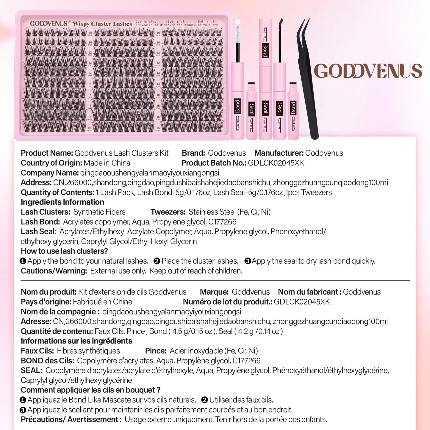 Goddvenus Cluster Lashes Kit Wispy Natural 300pcs Eyelashes Clusters 10-16mm DIY Eyelash Extensions Kit C Curl Individual Lashes for DIY Lash Extension