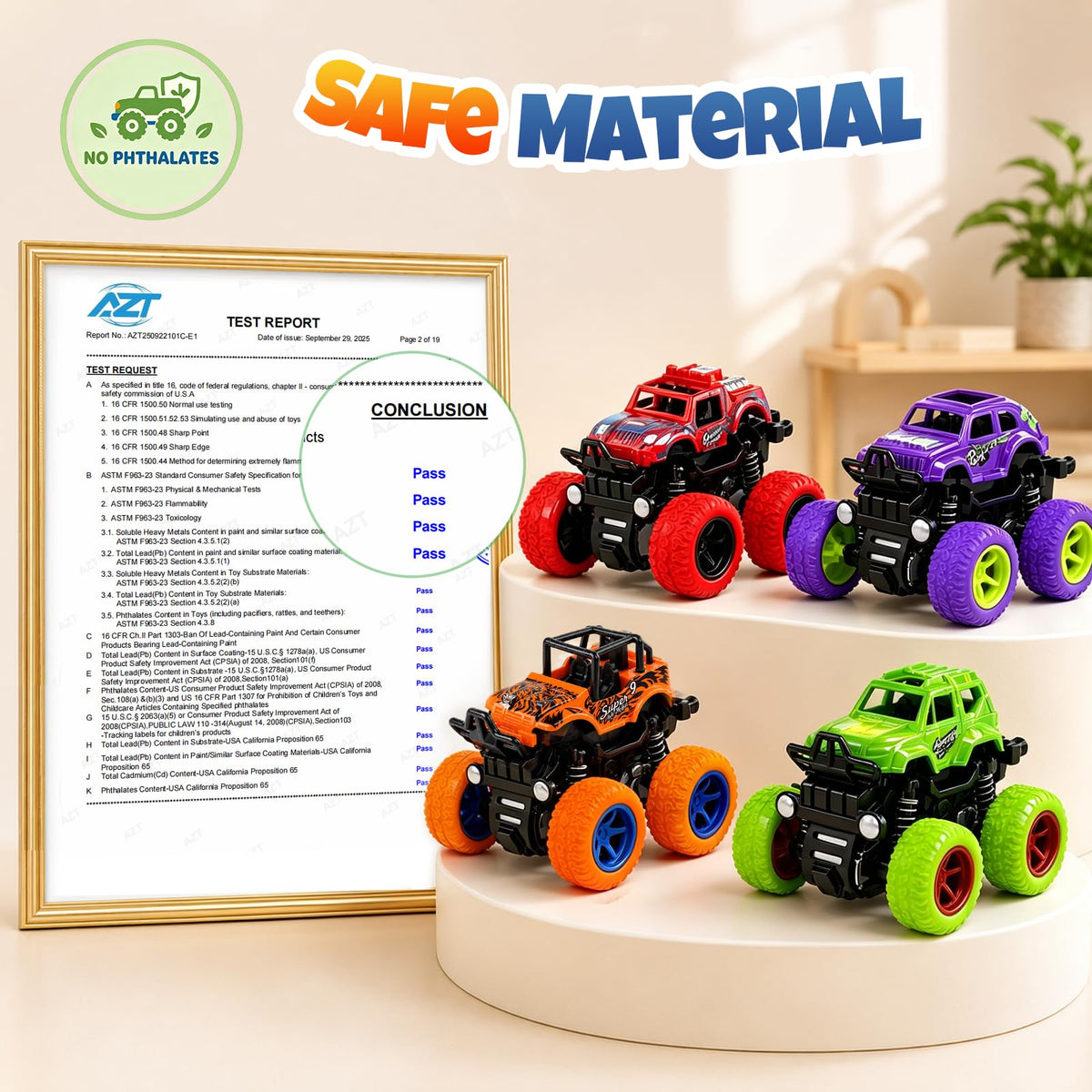 4 Pack Monster Trucks Toys for Boys 2 3 4 5 6 7 Year Old, Friction Powered Pull Back Car Toys for Toddlers Kids Ages 3-5 2-4 4-7, Best Birthday Christmas Party Gift for Boys and Toddlers 🍁 All In One Marketplace Canada