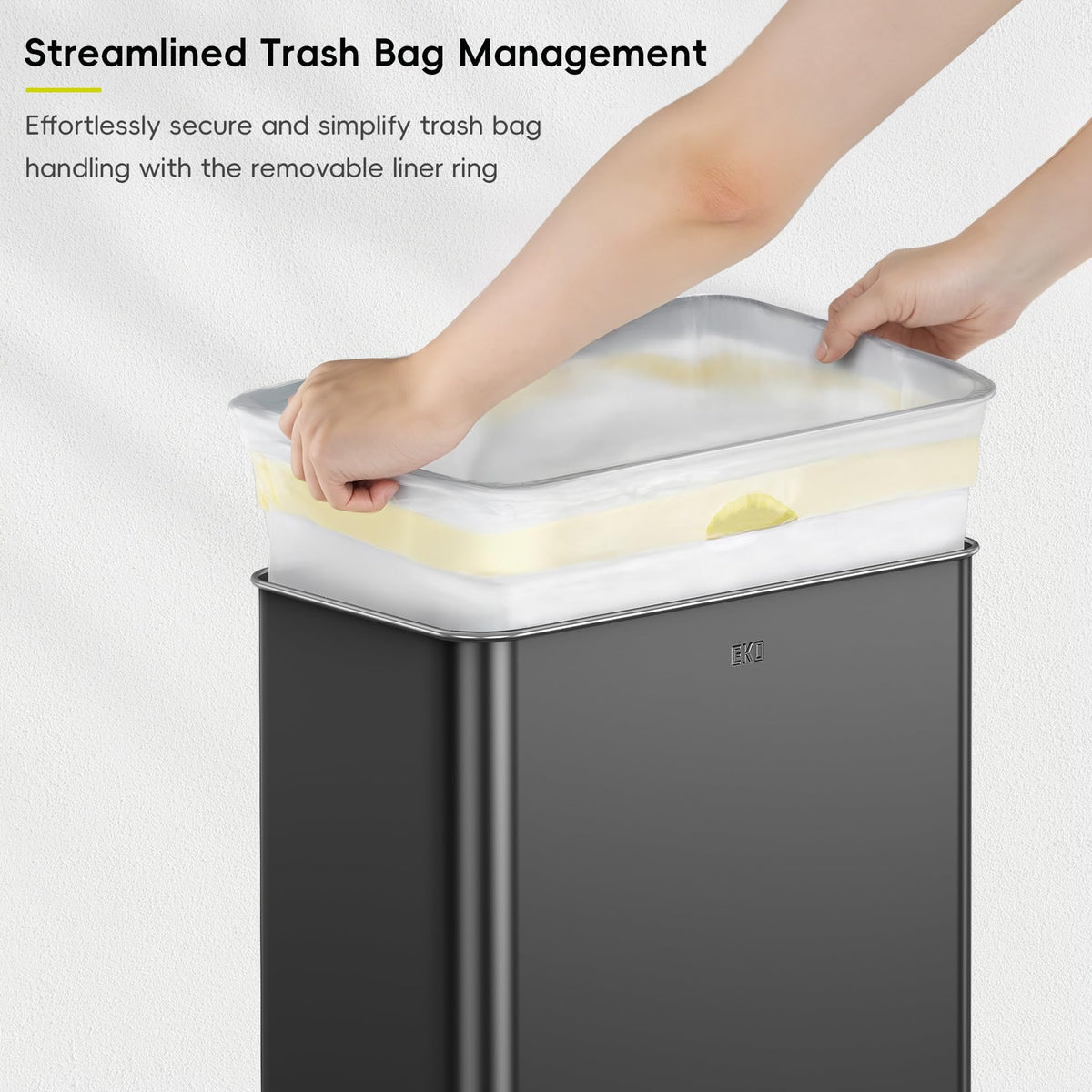 EKO Mirage X 80 Liter / 21.1 Gallons Motion Sensor Trash Can, Automatic Large Kitchen Trash Can Touchless, Stainless Steel, Matte Black