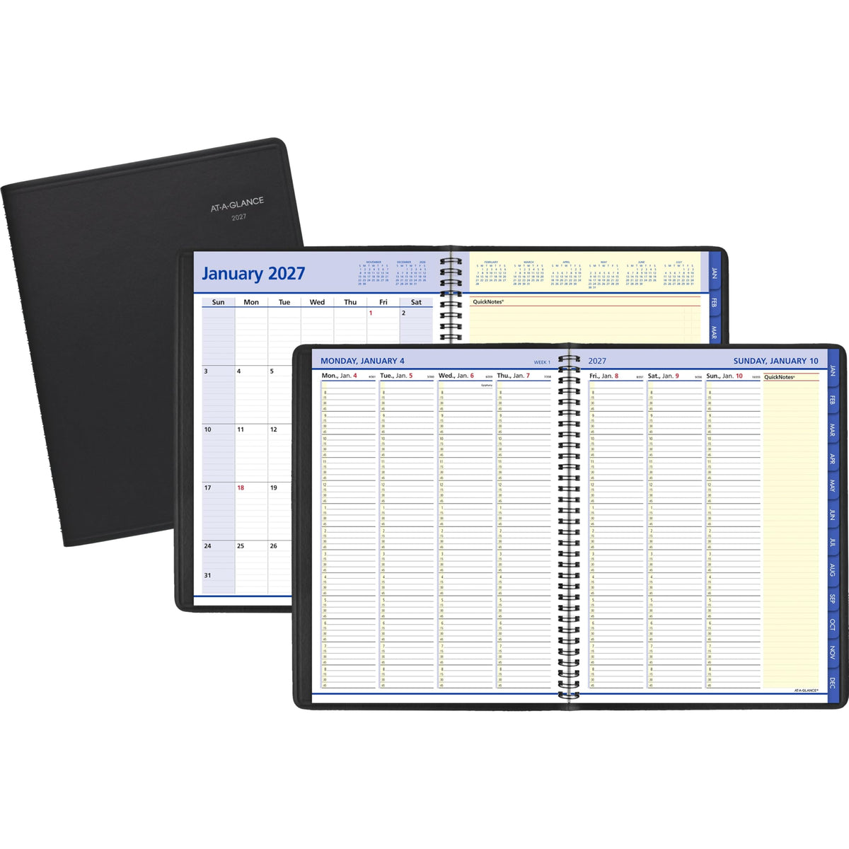 AT-A-GLANCE 2027 Appointment Book Planner, Weekly & Monthly, 13-Month Jan-Jan, 8.25" x 11", QuickNotes, Black (769500527)