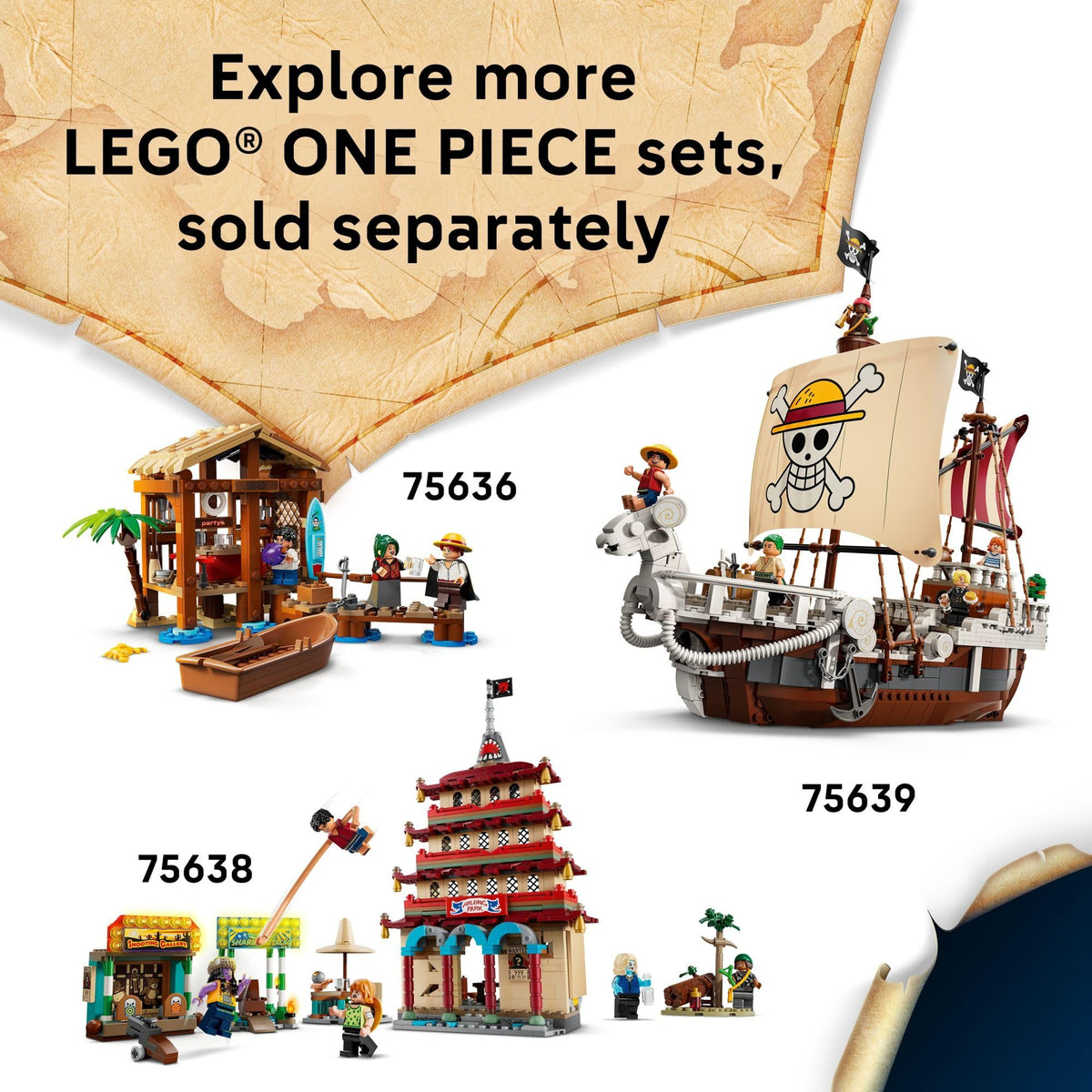 LEGO ONE Piece Buggy The Clown’s Circus Tent Building Blocks - Creative Building Toy for Boys & Girls, 8+ - 4 Toy Figures & Playset for Pretend Play - Gift Idea for Birthdays & Anime Fans - 75637