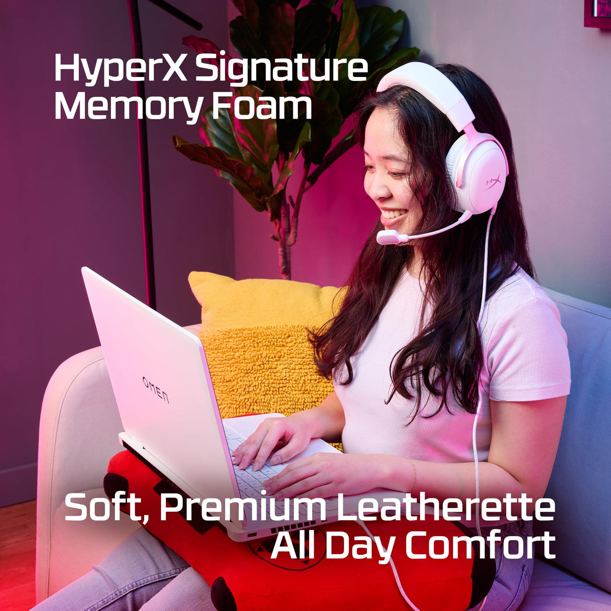 HyperX Cloud III – Wired Gaming Headset, PC, PS5, Xbox Series X|S, Angled 53mm Drivers, DTS, Memory Foam, Durable Frame, Ultra-Clear 10mm Mic, USB-C, USB-A, 3.5mm – Pink