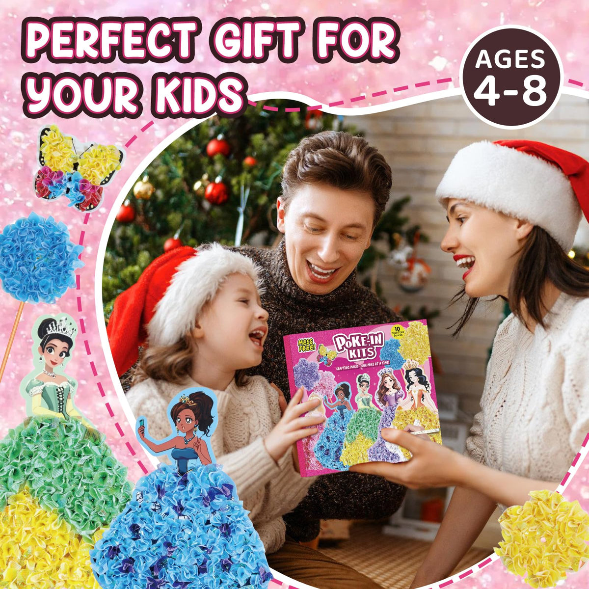Poke Art Princess Kit Gift 10 Pcs Set,Crafts For Kids Ages 4-8, Diy Craft Kits With & Arts And Crafts For Kids.4, 5, 6, 7, 8, 9,10 Christmas Thanksgiving Birthday Gift Stitch Gifts For Girls 🍁 All In One Marketplace Canada