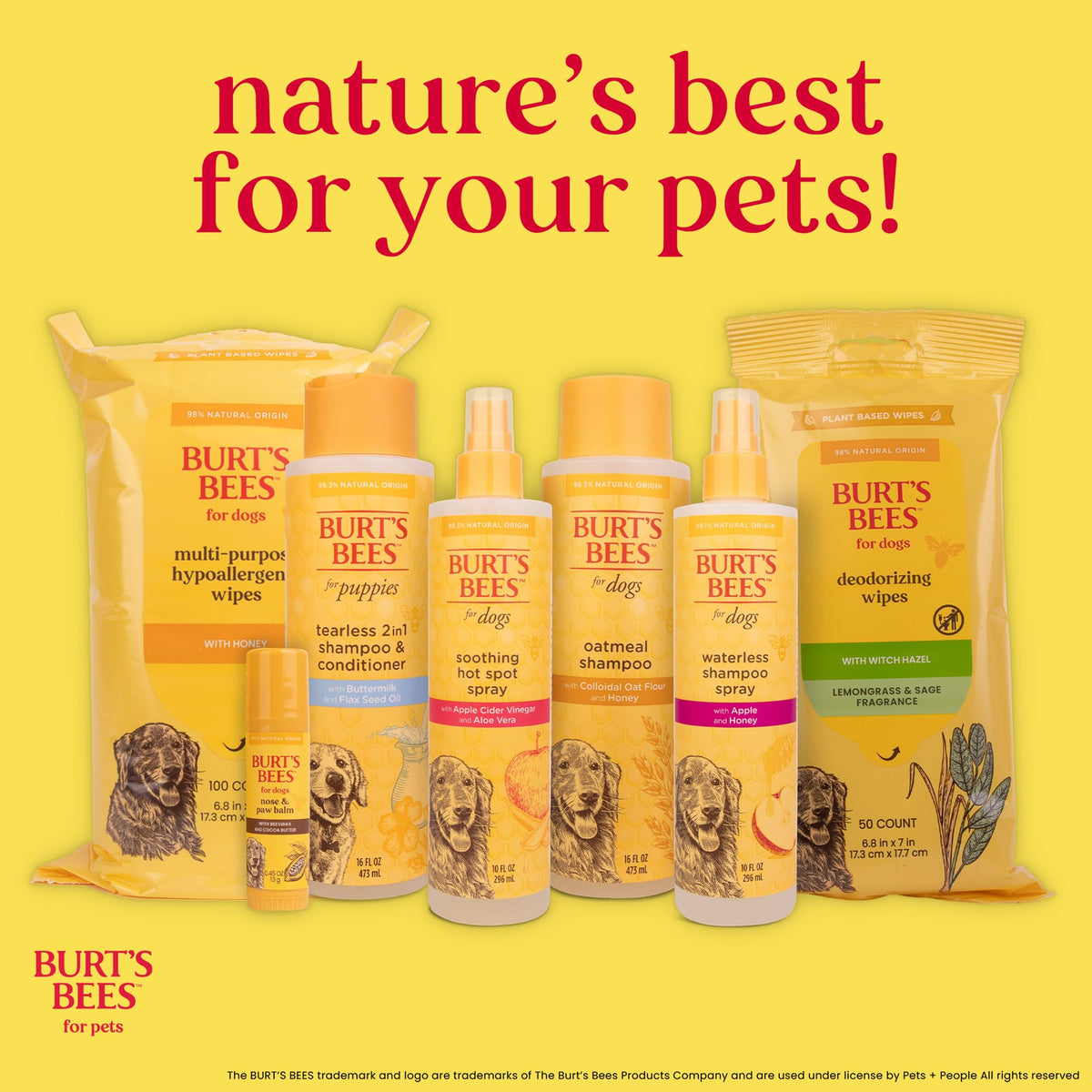 Burts Bees for Pets Eye and Ear Cleansing Wipes, Fragrance-Free, 100 Count
