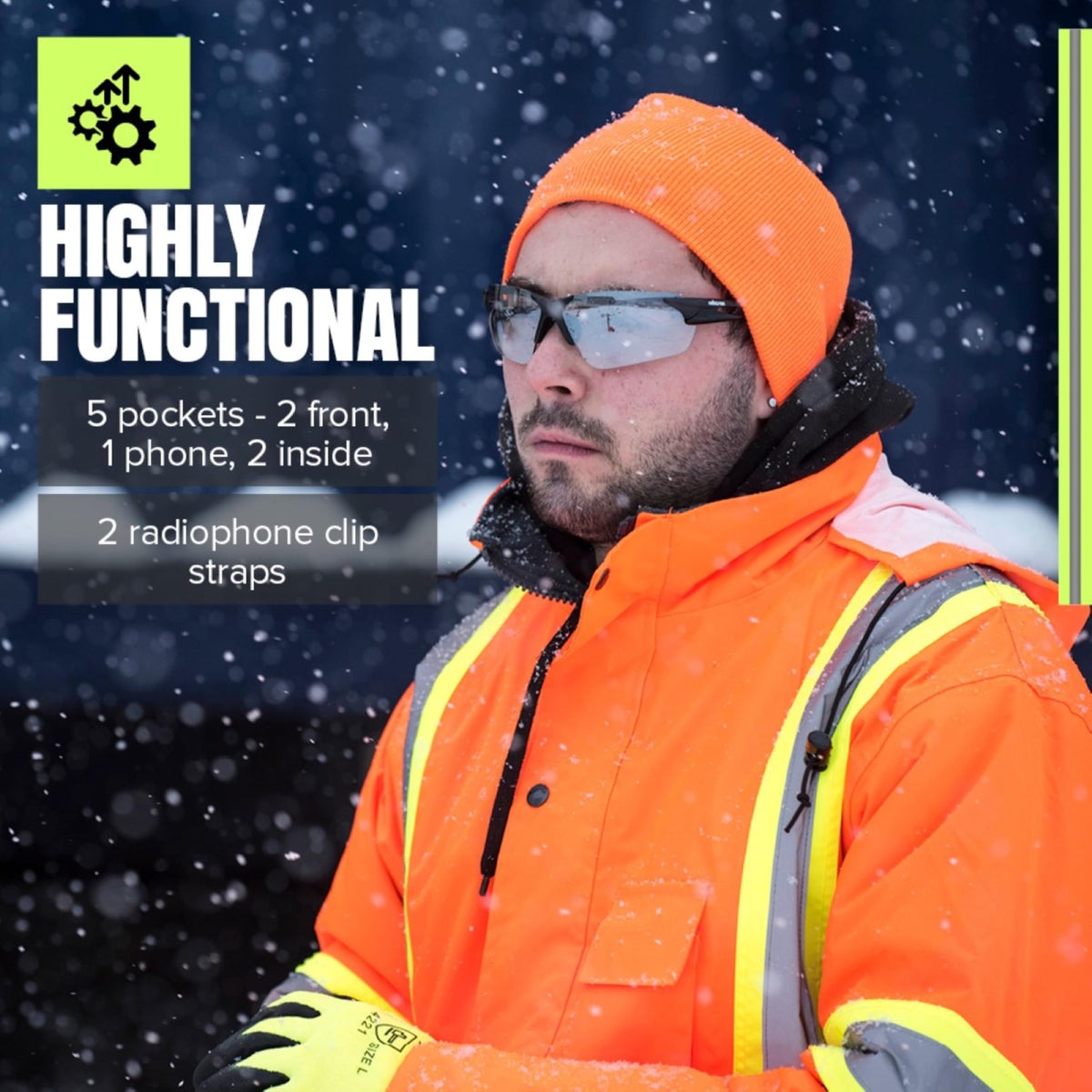 Pioneer Hi Vis Winter Work Jacket for Men - For Construction - Class 2 🍁 All In One Marketplace Canada