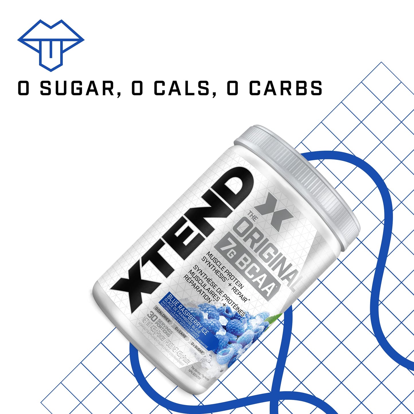 Scivation XTEND Original BCAA Powder | Sugar Free Post Workout Muscle Recovery Drink with Amino Acids | 7g BCAAs for Men & Women | 30 Servings, Blue Raspberry Ice Scivation