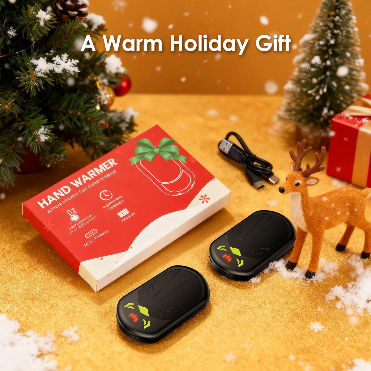 Hand Warmers 2-Pack, Rechargeable Hand Warmers, 3 Heat Settings, Up to 13Hrs, Ultra Thin Portable for Pocket Gloves Outdoor Sports, Winter Essentials for Men,Women.(HW-09 Black) 🍁 All In One Marketplace Canada
