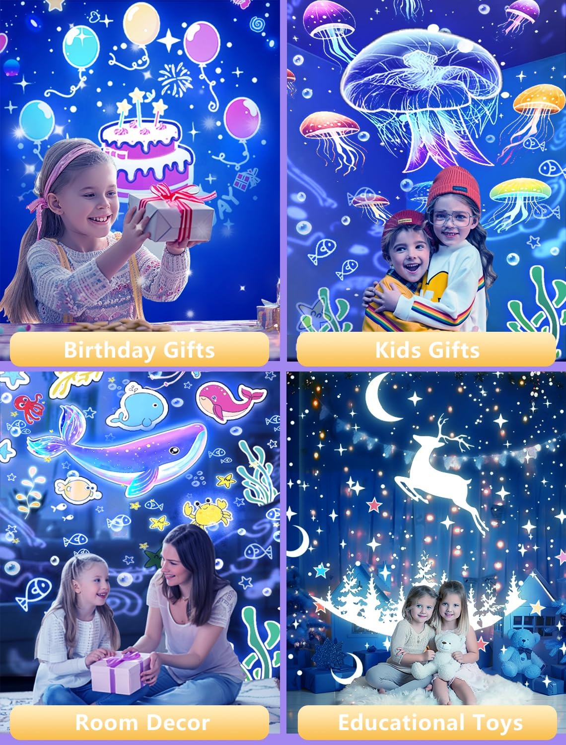 21 Sets of Films, Projector Night Light for Kids Bedroom, Baby Projector for Ceiling, Star Galaxy Night Lights with 360°Rotation Dimmable for Kids Baby Girls, Birthday, Christmas, Nursery, Room Decor 🍁 All In One Marketplace Canada