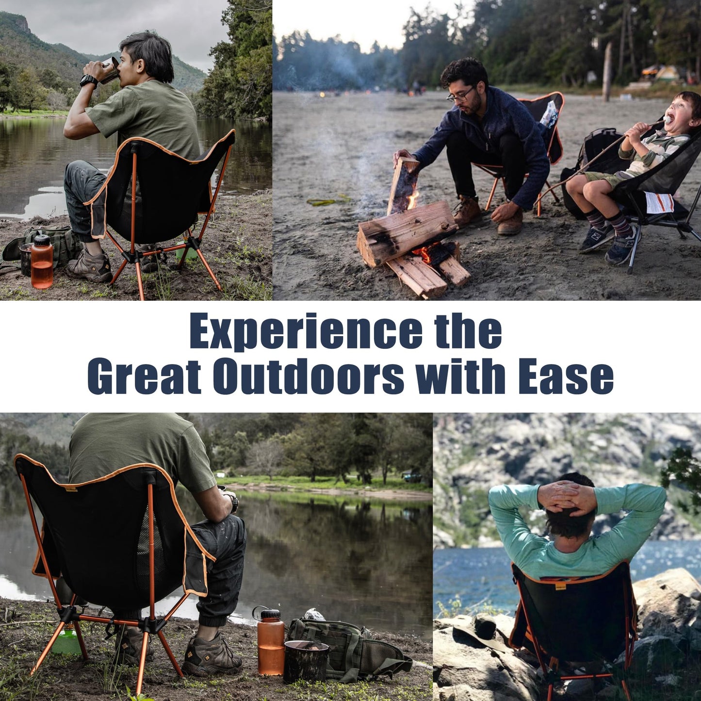 TREKOLOGY YIZI GO Camping Chair for Adult – Compact, Foldable, Lightweight 0.9 kg, 136 kg Capacity, Durable Aluminum, Quick Setup, Ideal for Backpacking, Beach, and Outdoor Adventures (Black)
