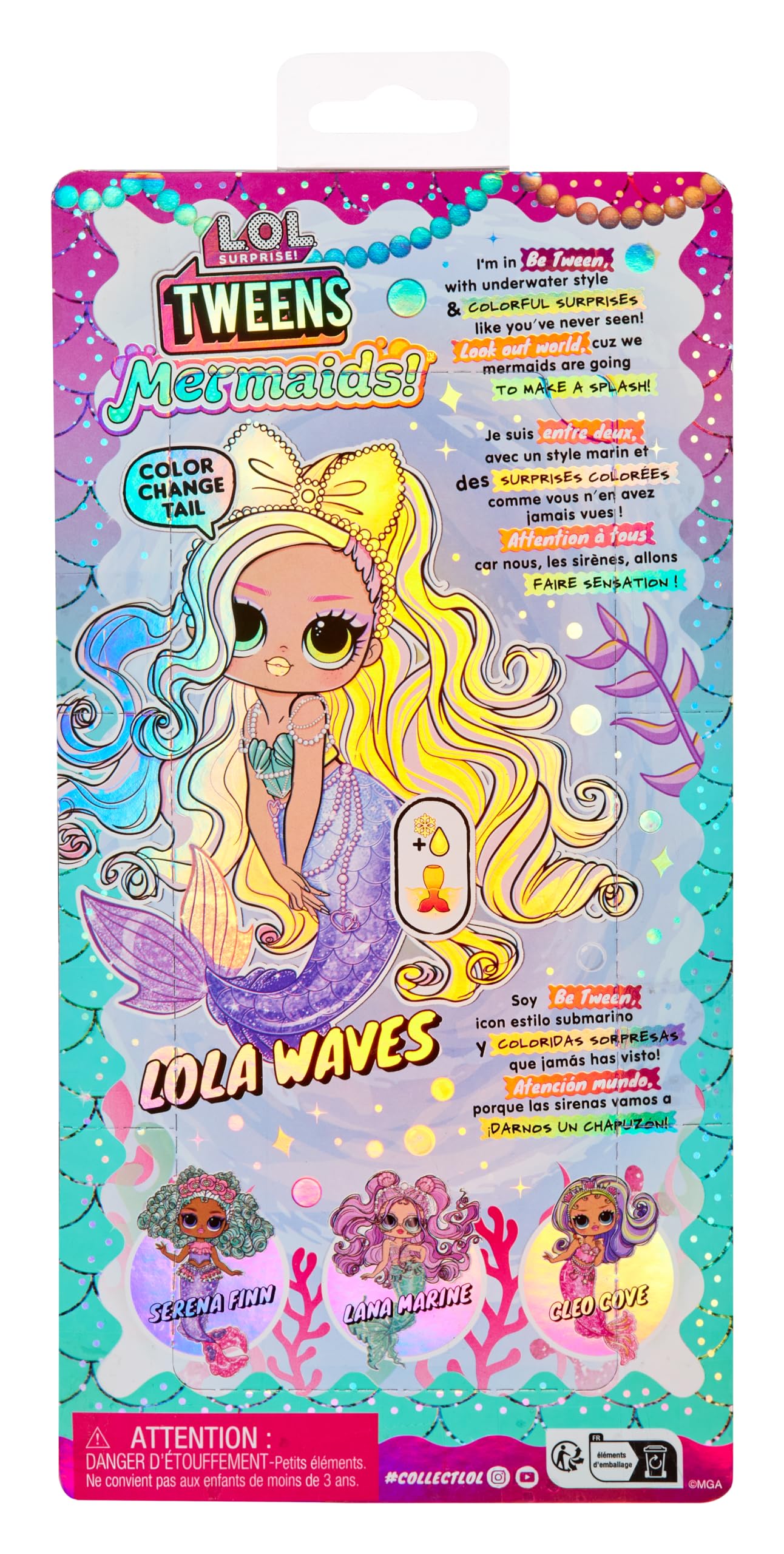 LOL Surprise Tweens Mermaid Lola Waves Fashion Doll with Color Changing Tail, Movable Fin, and Beautiful Accessories – Toy Gift for Kids Ages 4+ L.O.L. Surprise!