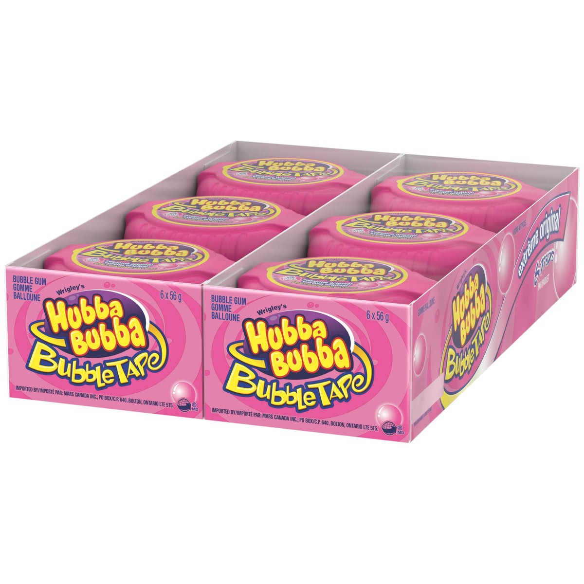 HUBBA BUBBA, Awesome Original Flavoured Bubble Gum, 56g, Tape Roll, 12 Packs