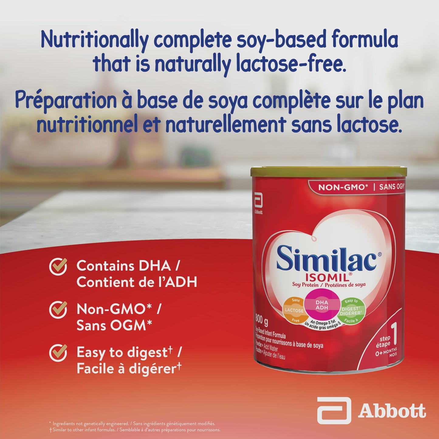 Similac Isomil with DHA Non-GMO Soy-Based Baby Formula Powder, Lactose-Free, 800g (0+ Months)