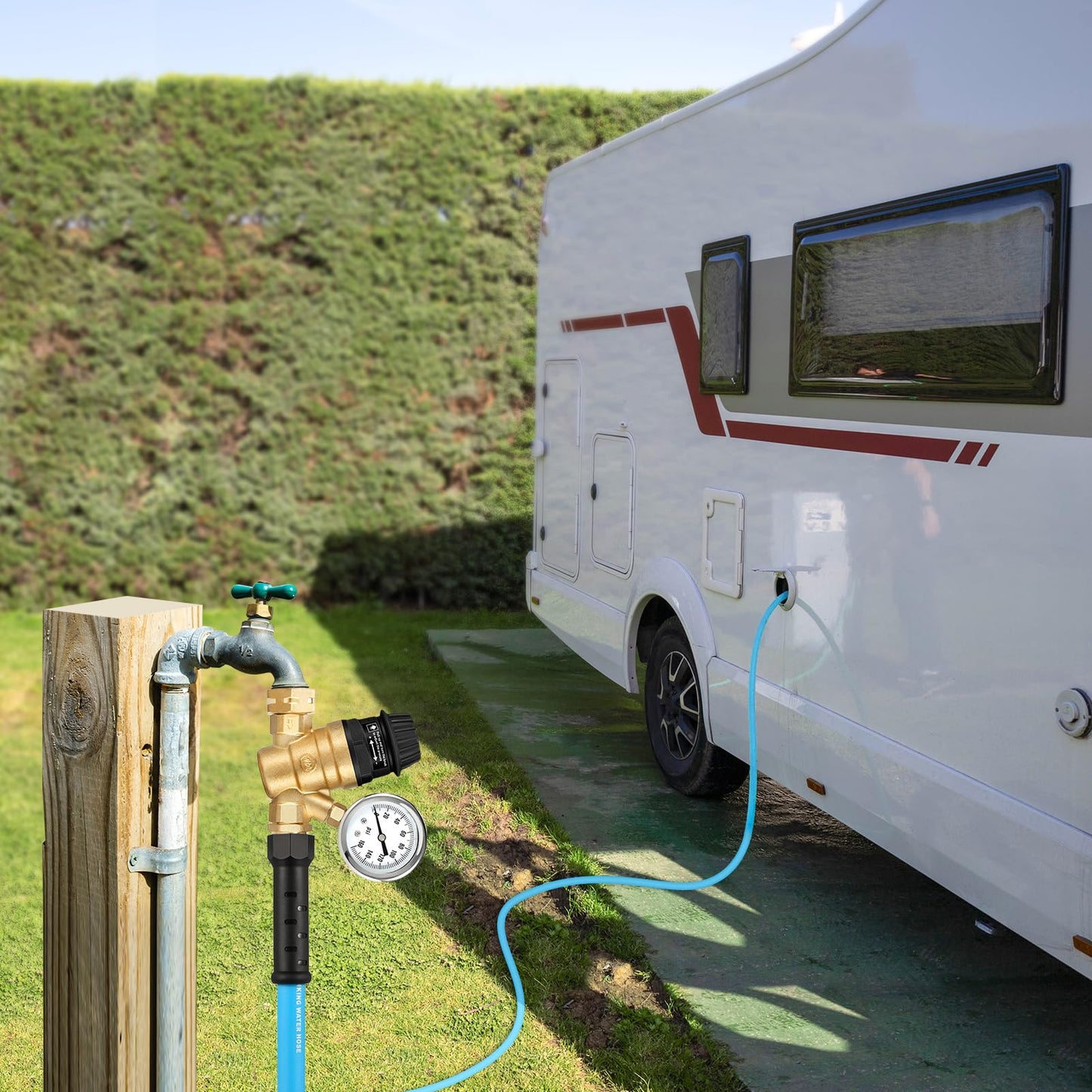 Kohree RV Water Pressure Regulator Valve, Adjustable Handle Brass Lead-Free RV Water Pressure Reducer with Gauge and 2 Inlet Screened Filters for RV Camper Travel Trailer Garden 🍁 All In One Marketplace Canada