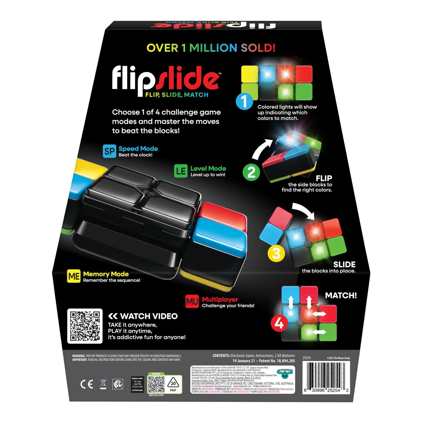 Moose Games Flipslide, Fast-Paced Handheld Puzzle Toy, Gifts for Boys and Girls Ages 8-13, Travel Games, Toys for Teens Moose