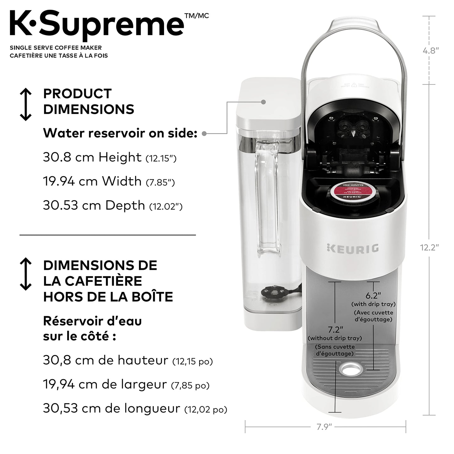 Keurig K-Supreme Single Serve K-Cup Pod Coffee Maker, With MultiStream Technology, White