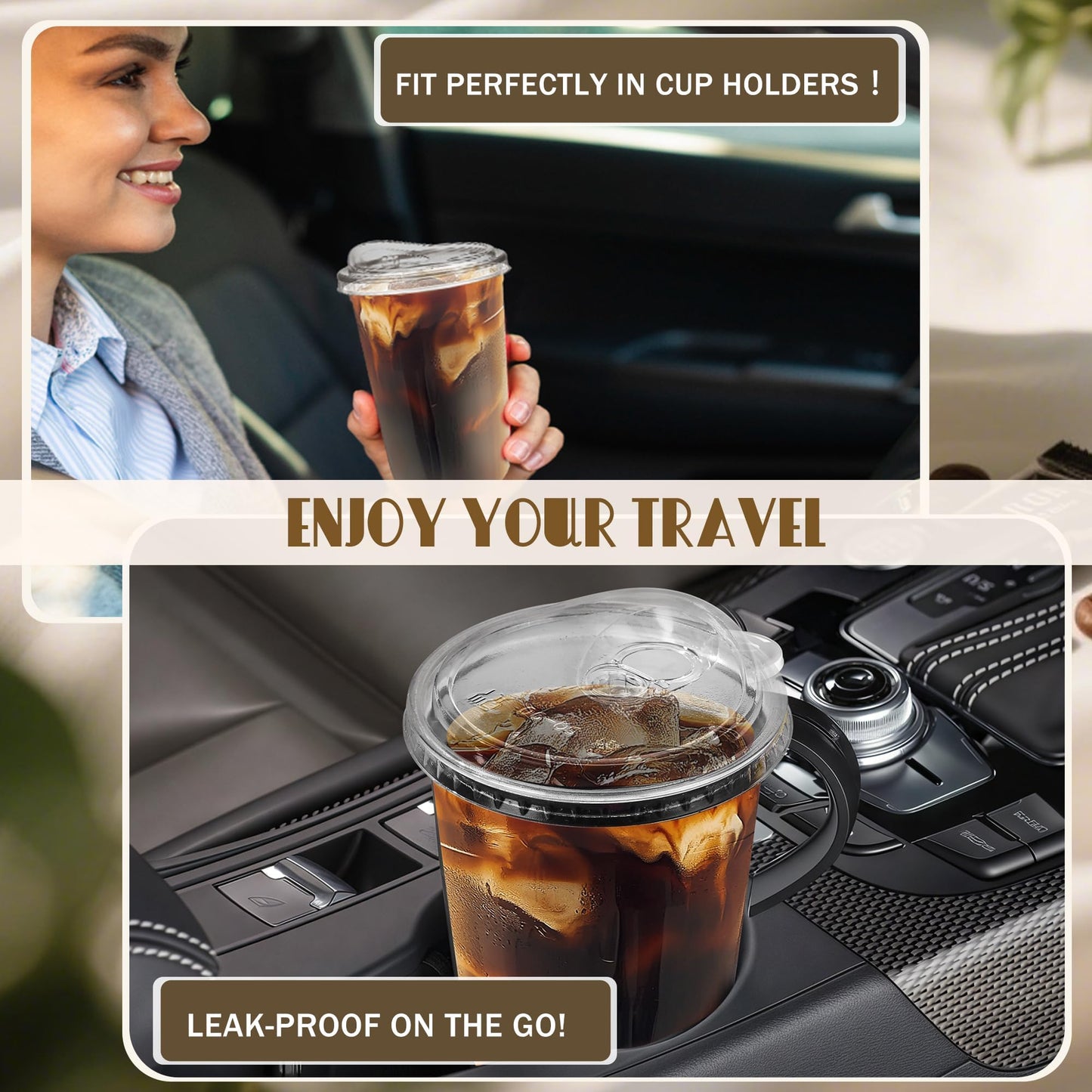 50 Pack 16oz Clear Plastic Cups with Sip Lids, Disposable Iced Coffee Cup with Strawless Lid for Party Wedding Catering Events, to Go Cups for Cold Drinks Smoothie Milkshake Lemonade Bubble - Available at All In One Marketplace Canada