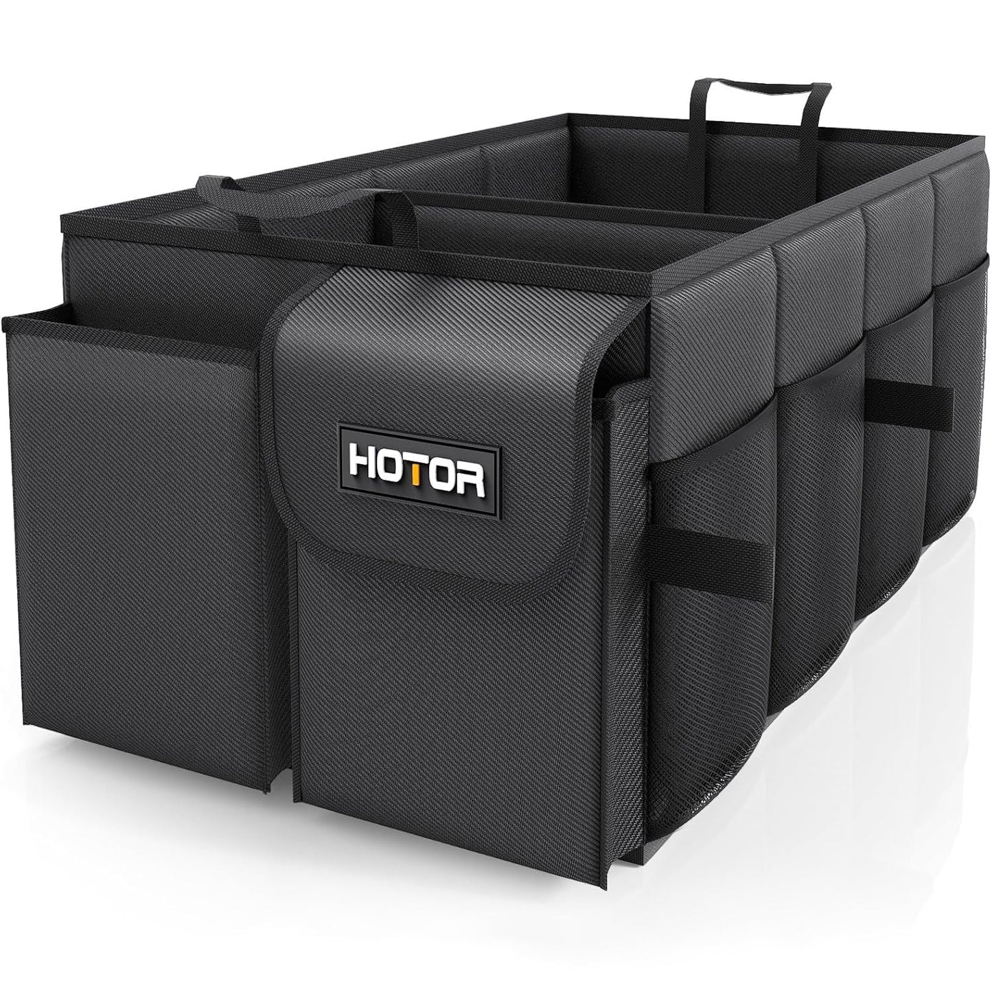 HOTOR Trunk Organizer - Car Organizer, Foldable Trunk organizer for SUVs & Sedans, Car Accessories, Tools, Sundries, 2 Compartments, Black