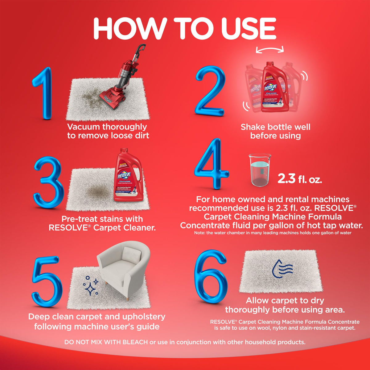 RESOLVE Carpet Cleaner, Deep Cleaning Power, Clean & Fresh, Machine Solution, 1.77 L